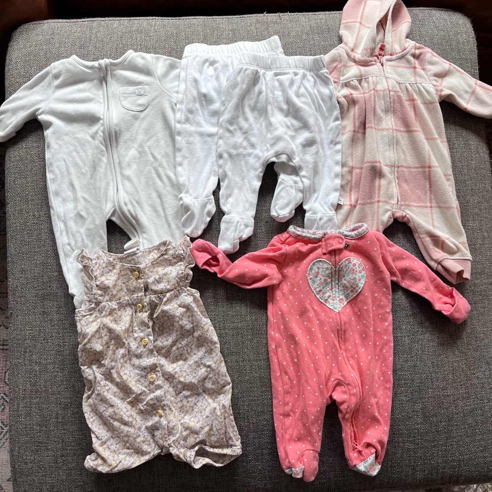 Newborn NB Variety Bundle Pants with footies and onesies